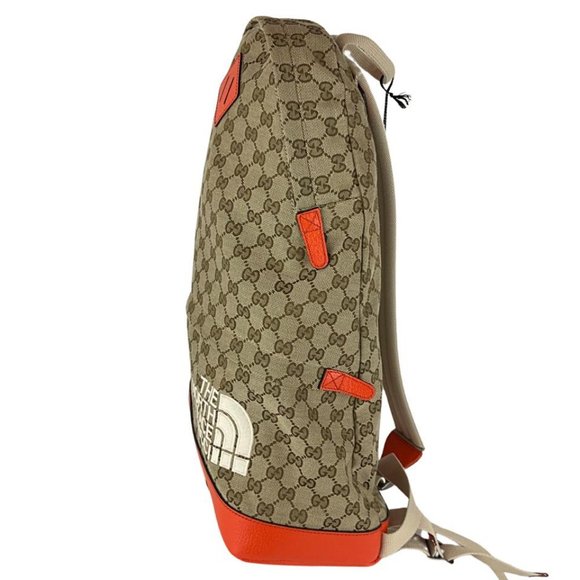 Gucci Women's Backpack Bicolor The North Face Monogram GG Brown & Orange Sz M - Picture 3 of 8